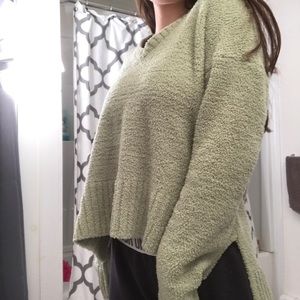 Green fuzzy sweater